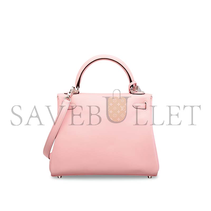 H**mes a rose sakura swift leather retournÉ kelly 25 with palladium hardware (25*17*7cm)